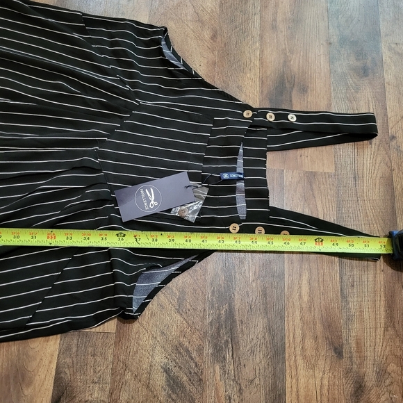 IWOLLENCE Women's Black and White Pinstripe Wideleg Overall Jumpsuit Size M - Picture 5 of 9